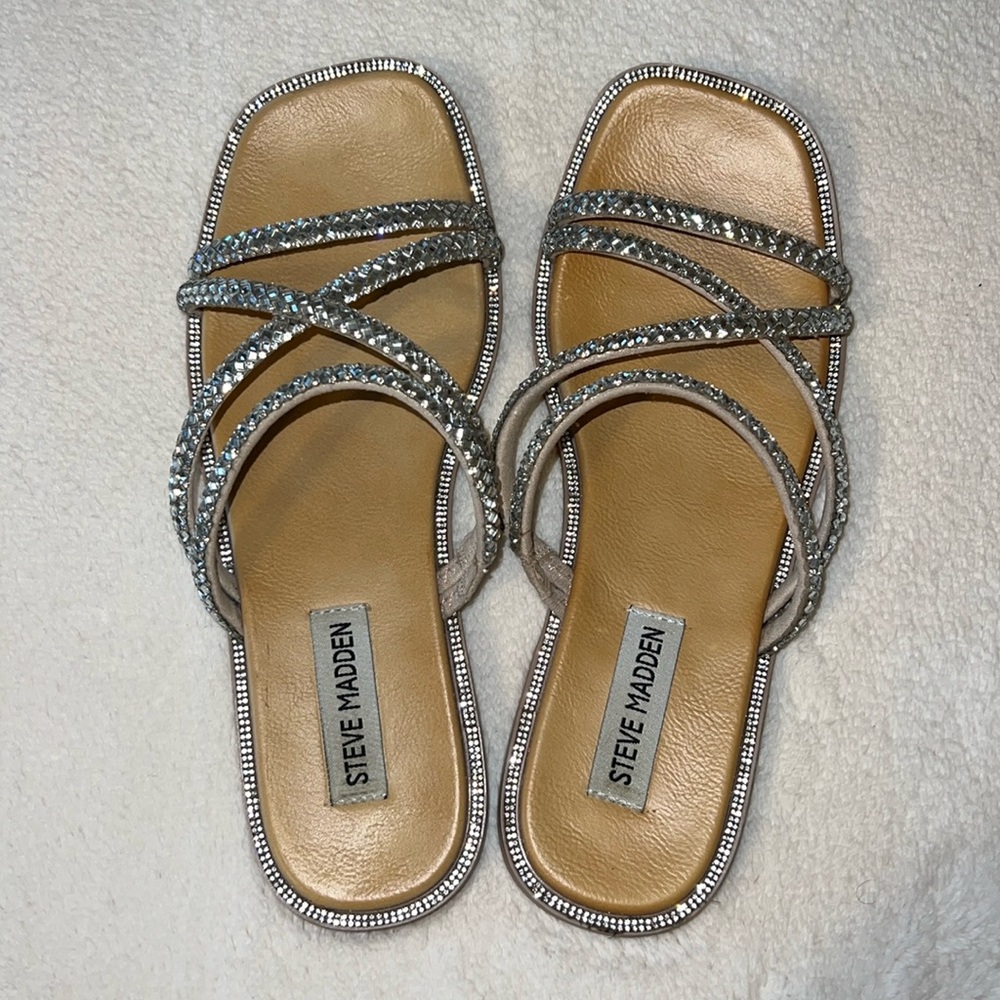 Steve Madden Rhinestone slip on sandals